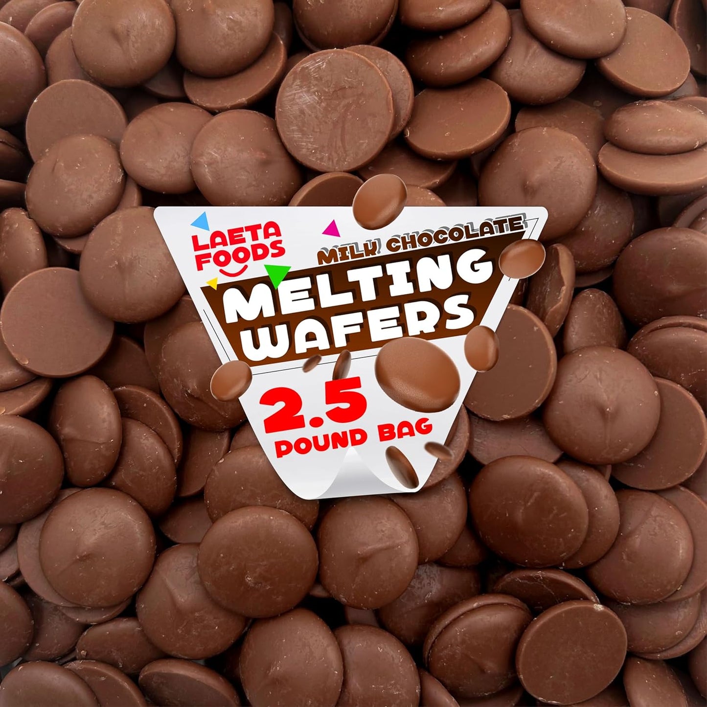 Merckens Milk Chocolate Melting Wafers | 2.5 Lb Bag | Bulk Baking Candy | Smooth Creamy Coating Discs for Dipping, Molding, Drizzling & Creative Confections