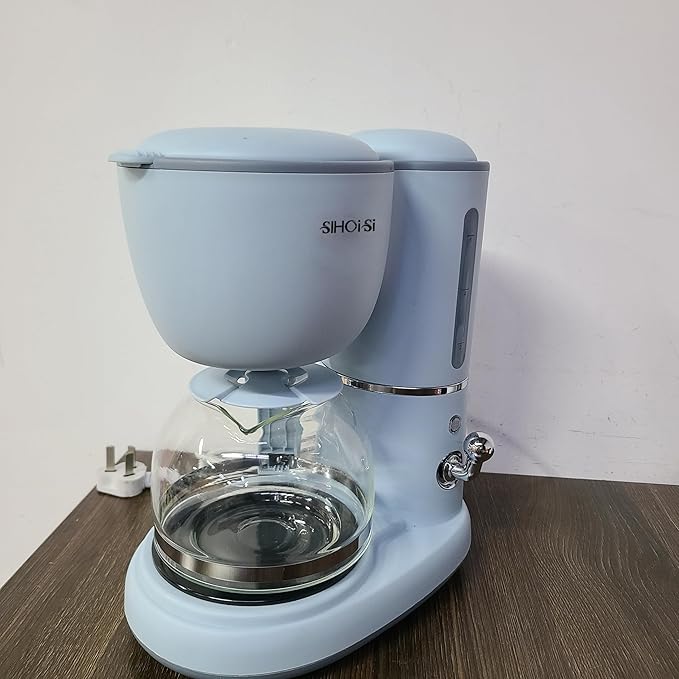 SIHOiSi Electric coffee makers – Compact and User-Friendly with Auto Pause & Serve, Reusable Filter, Office & Dorm Use, Blue