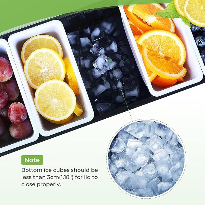 Fruit, Veggie & Condiment Caddy with Lid Dispenser Tray Garnish Station for Bartending & Serving Taco (2, 6 Compartment)