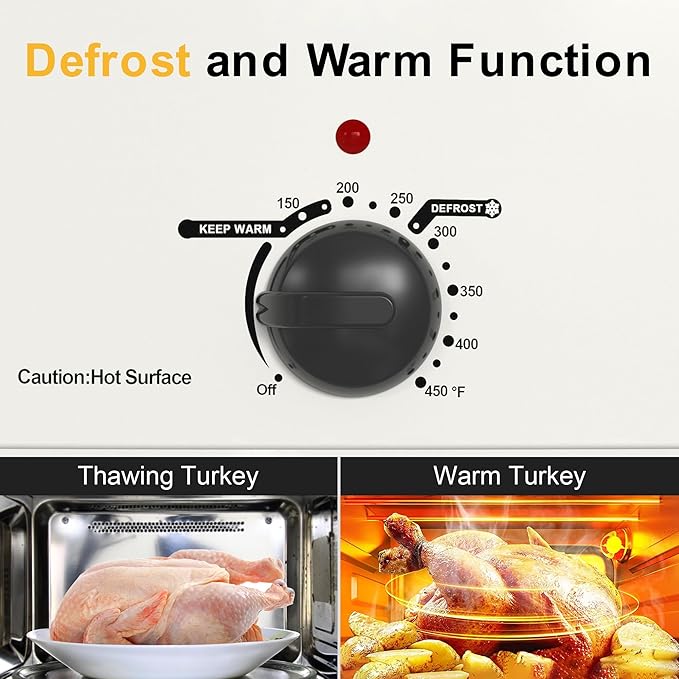 RoyalCraft 24-Quart Electric Roaster Oven with Visible Self-Basting Lid, Turkey Roaster Oven with Removable Pan and Rack, Perfect for Large Meals and Holiday Feasts, White