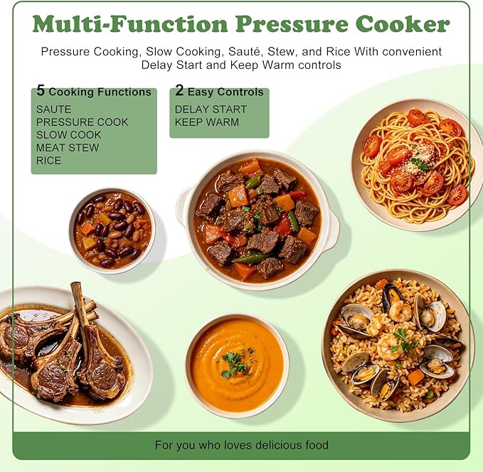 Fullwill 7 in1 Electric Pressure Cooker Lite 3 Quarts, Slow Cooker, Rice Cooker,Steamer, Sauté, Warmer, Olla de Presion Nonstick Pot amd DIY