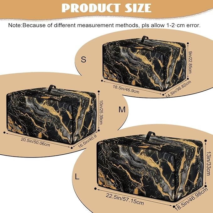 Air Fryer Toaster Oven Dust Cover Dustproof Modern Design Convection Oven Cover with Side Pockets for Small Kitchen Appliances, M, 16.5 x 20.5 x 10 inches, Black Gold Marble