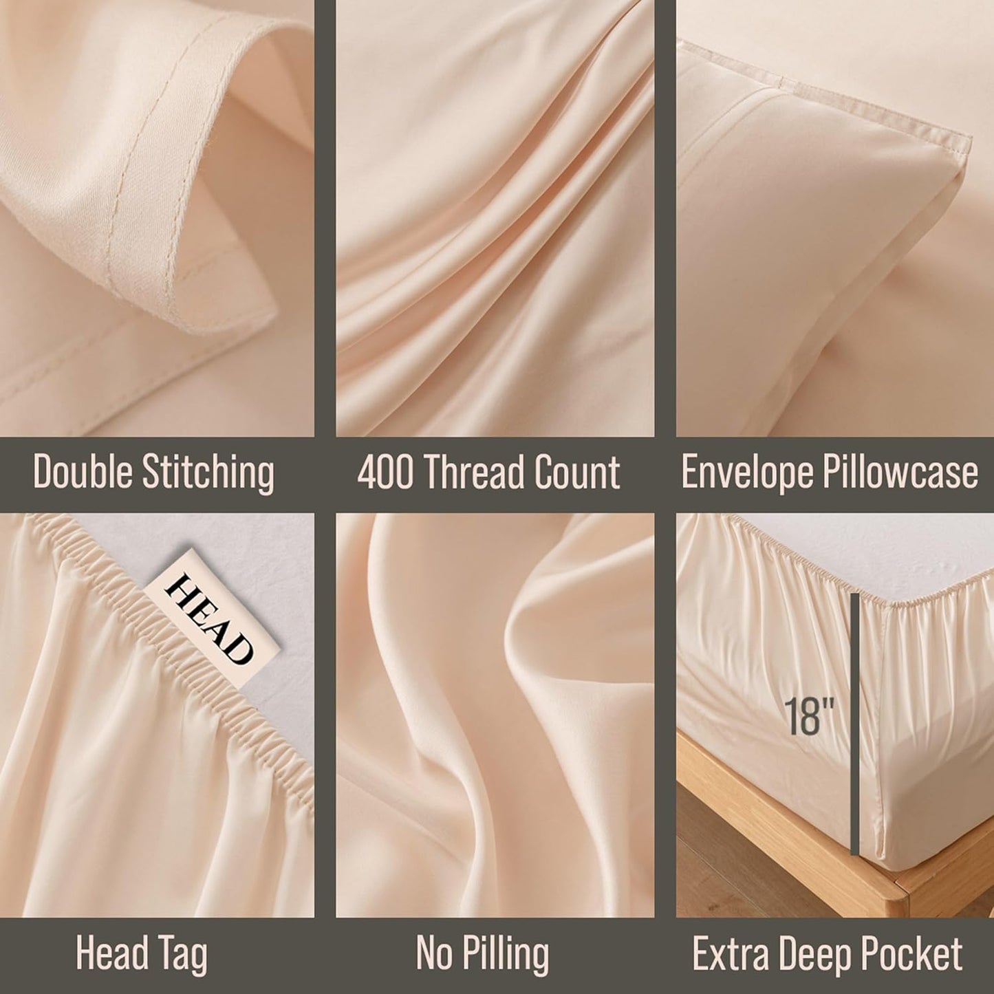 Bella Coterie Luxury Bamboo Viscose Cal King Size Sheet Set | 100% Organically Grown | Ultra Soft | Cooling for Hot Sleepers | 18" Deep Pocket [Champagne]