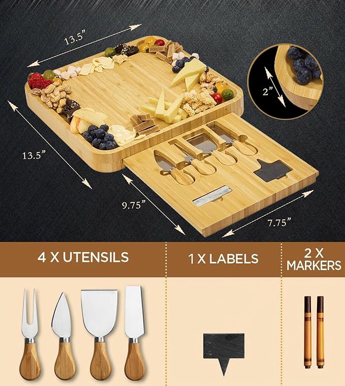 Personalized Charcuterie Board Cheese Board and Knife Set, Engagement Gifts, Customized Wedding Gifts for Couples Anniversary Gift Engraved Birthday House Warming Gifts (Cheese Board Set)