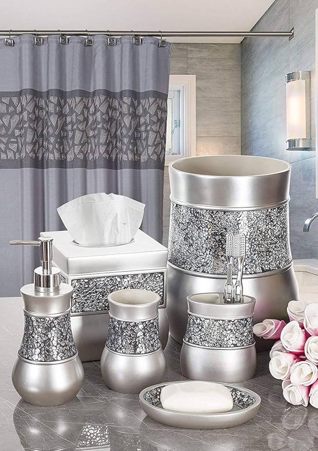 Creative Scents Crackled Glass Soap Dish for Bathroom, Decorative Dry Bar Soap Holder, Best Dishes for Sink/Bath/Shower Decor.