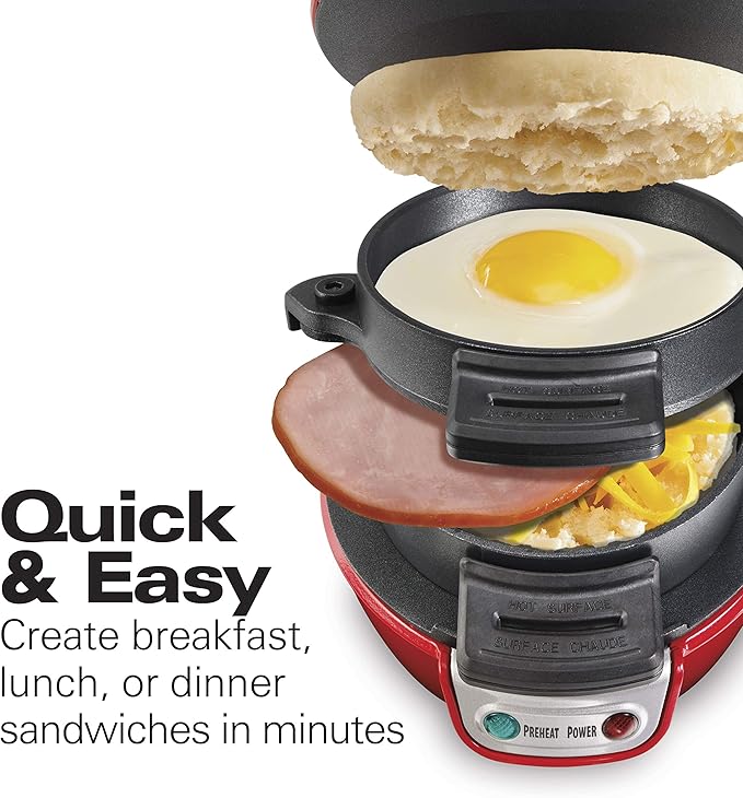 Hamilton Beach Breakfast Sandwich Maker with Egg Cooker Ring & Breakfast Sandwich Maker with Egg Cooker Ring