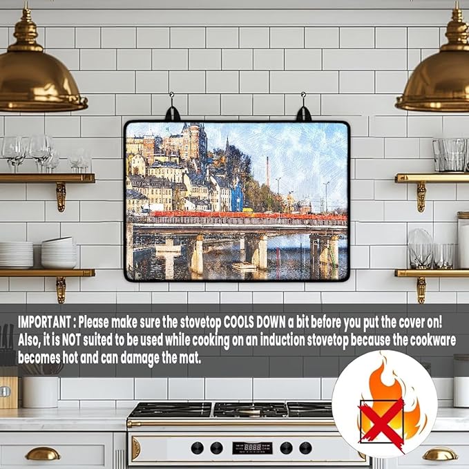 Sweden Pattern Electric Stove Top Cover Countertop Covers Electric Stove Protector Scratch-Resistant Flat Top Oven Cover Heat Resistant