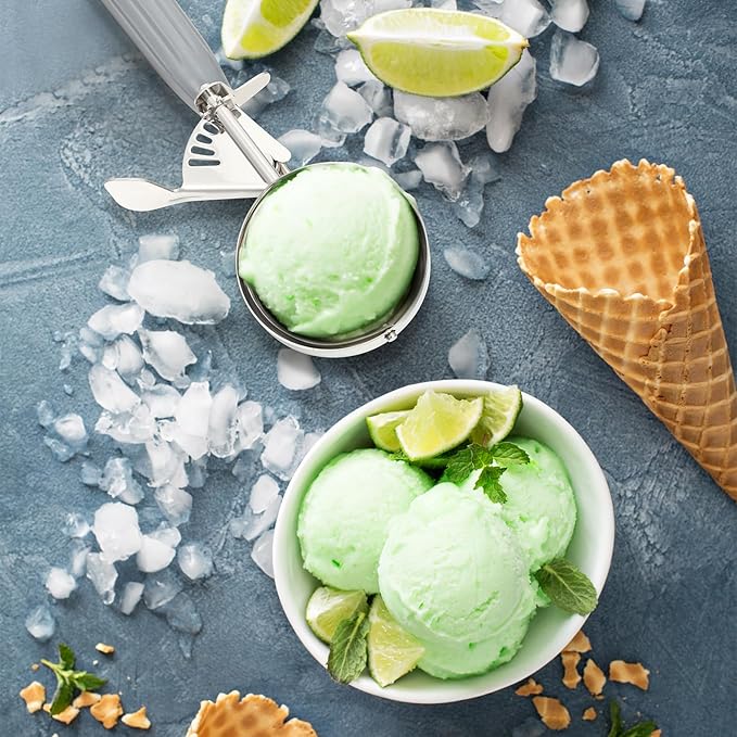 Reallnaive 2 Pcs Release Cookie Scoops Ice Cream Scooper with Trigger Release Portion Scoop Stainless Steel for Portion Control, Baking Food, Cookie Dough (2 oz,Gray)