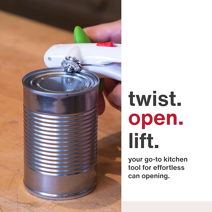 Zyliss Lock N' Lift Manual Can Opener with Lid Lifter Magnet - Heavy-Duty & Handheld Can Opener - Kitchen Gadget for Can Opener Safety - Manual Can Opener for Smooth Edge - Green