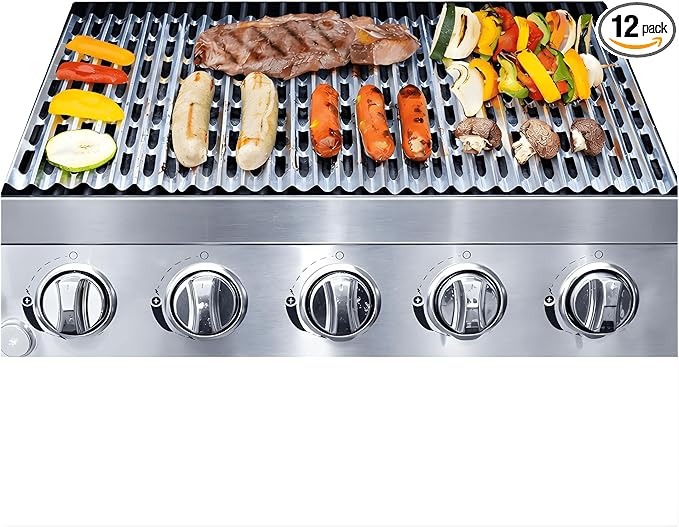 Foilman Heavy-Duty Disposable Aluminum Grill Liners, 12 x 20 Inch Nonstick Cooking Sheets for BBQ, Protects Grates from Grease, Even Heat Distribution, Easy Cleanup for Outdoor Grilling - Pack of 12