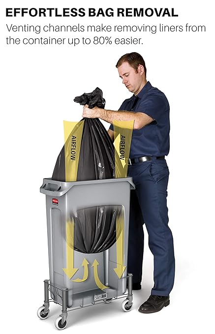 Rubbermaid Commercial Products Slim Jim Trash/Garbage Can with Venting Channels, 23-Gallon, Blue, for Kitchen/Office/Workspace, Pack of 4