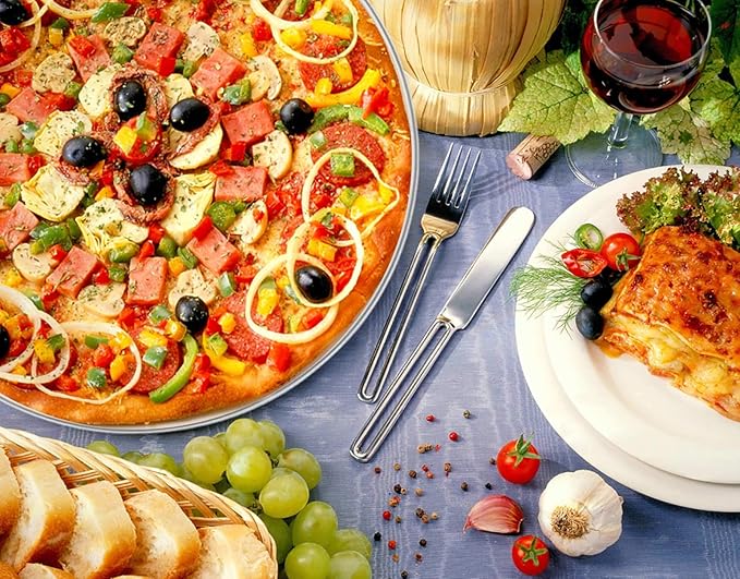 TeamFar Pizza Pan, 13.4 inch Stainless Steel Large Pizza Pan Tray Round Oven Baking Bakeware, Healthy & Heavy Duty, Oven & Dishwasher Safe