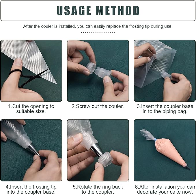 Piping Bags and Tips Set, Cakes Decorating Supplies Kit with 100pcs 12 Inch Pastry Bags, 16 Piping Tips, 3 Cake Scraper, 2 Couplers, 2 Bag Ties, Simple and Convenient Baking Supplies Set