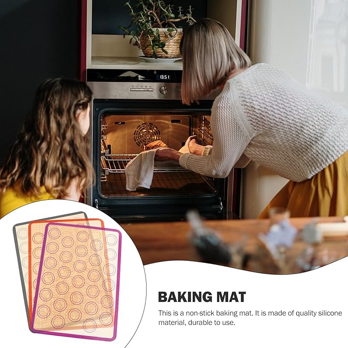 3pcs 42x29.5cm Non-stick Silicone Pastry Mats Heat Resistant Baking Sheet Liners with Fiberglass for Oven and Dough Kneading, Reusable Kitchen Baking Mats Set (coffee Bottom