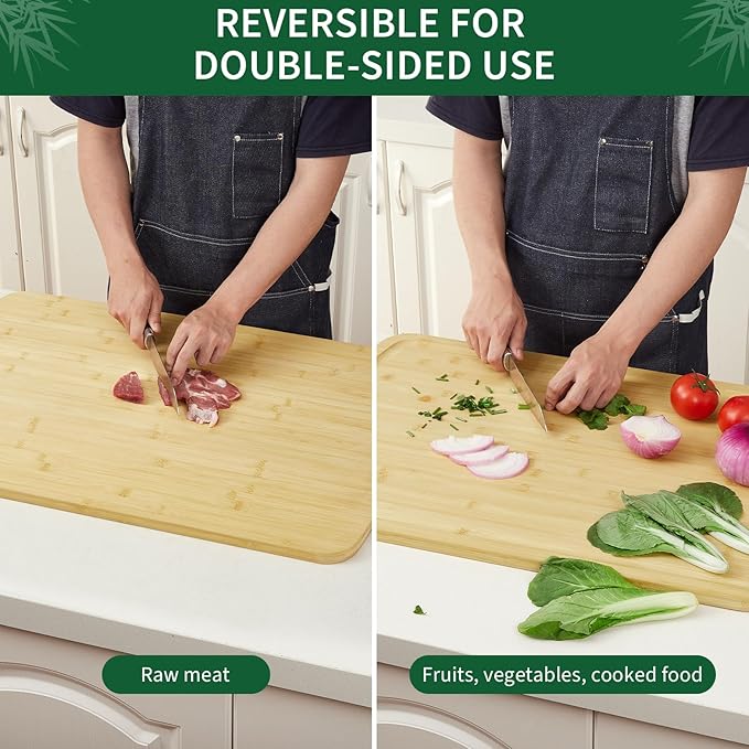GAOMON Extra Large Bamboo Cutting Board for Kitchen, 30 x 20 Inch Wooden Chopping Board, Stove Top Cover Wood Butcher Block with Juice Groove for Meat Turkey Carving Charcuteries, 0.8" Th