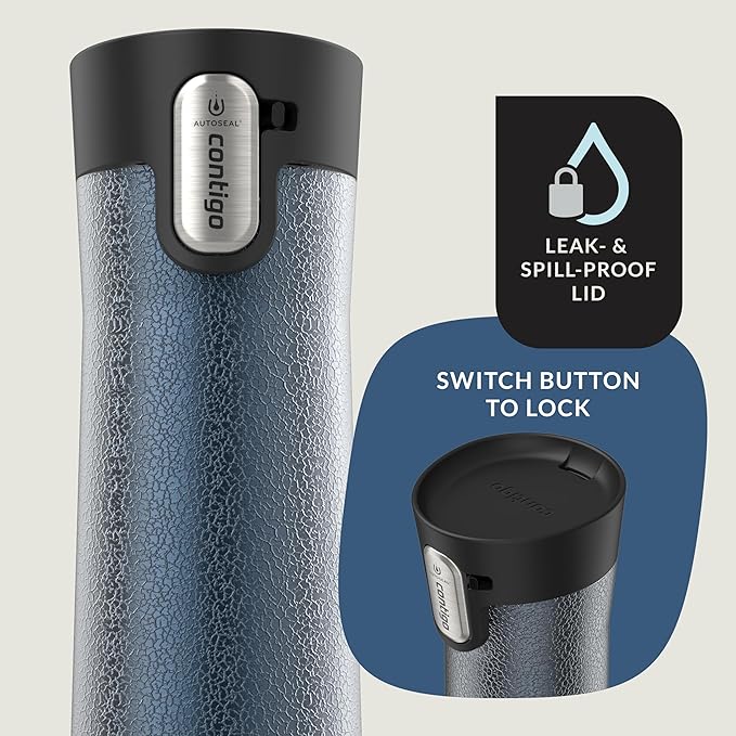 Contigo® AUTOSEAL® West Loop Vacuum-Insulated Stainless Steel Travel Mug with Easy-Clean Lid, 24 oz, Crystal Blueberry