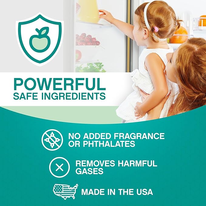 Refrigerator Deodorizer with Zeolites (2-Pack) - Odor Eliminator for Fridge & Freezer - Outshines Baking Soda and Bamboo Charcoal Bags - Long-Lasting, & Safe
