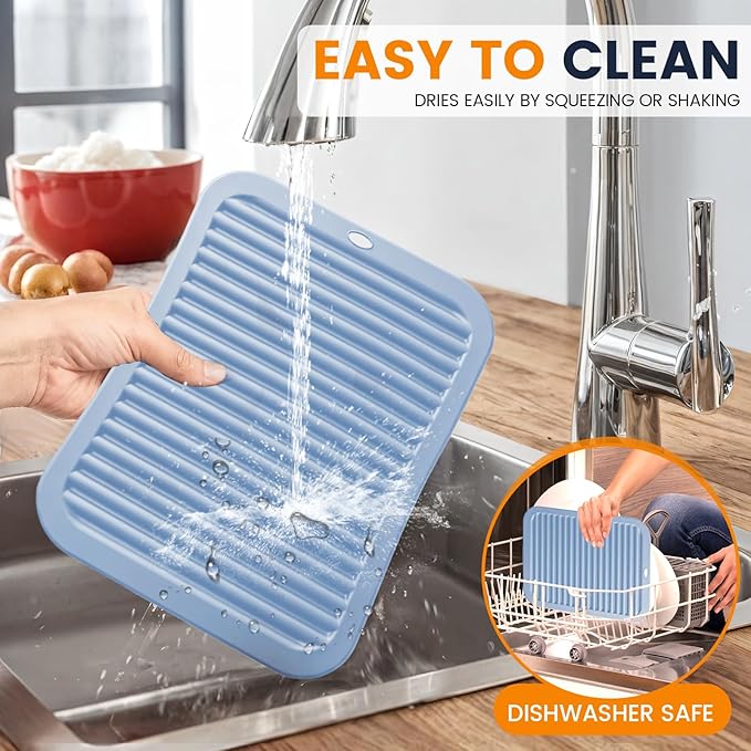 Silicone Trivet Mats 4 Heat Resistant Pot Holders Multipurpose Non-Slip Hot Pads for Kitchen Potholders, Drying mat, Jar Opener, Spoon Holder, Coaster.(Bamboo Moon)