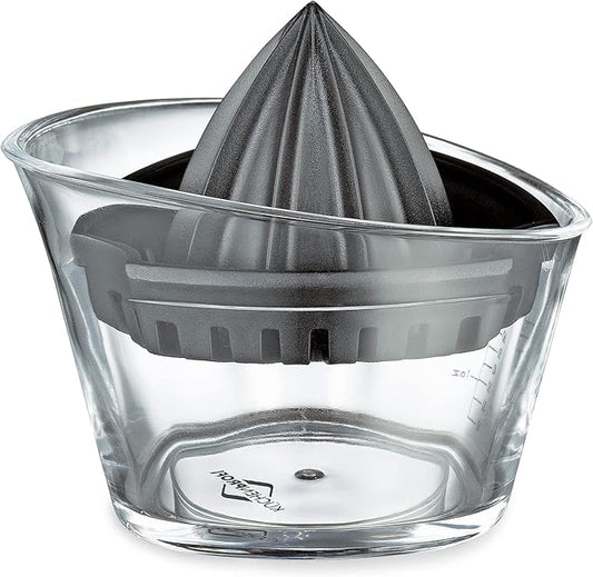 Küchenprofi 1367001000 Plastic Lemon Squeezer with Measuring Scale up to 70 ml and Pourer, Manual Juicer/Citrus Juicer/Lime Juicer for Lemons and Citrus Fruits, Black