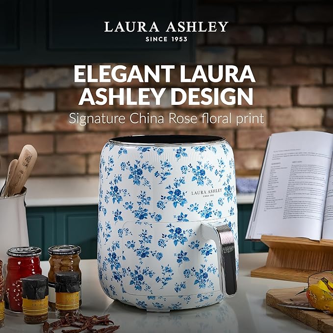 Laura Ashley Digital 9-in-1 Large Air Fryer 4.75 Quarts | Beautiful Air Fryer with China Rose Floral Print | Compact Airfryer with Rapid Air Technology for Healthy & Energy-Efficient Cooking