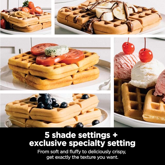 Ninja Belgian Waffle Maker Pro | Vertical Design | 5 Shade Settings with Precision-Pour Cup & Chef-curated Recipe Guide | Black & Silver | BW1001