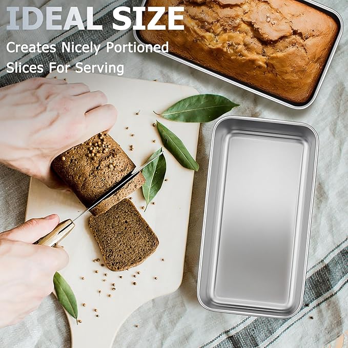 TeamFar Loaf Pan Set of 3, 9 x 5 Inch Bread Loaf Meatloaf Pan Stainless Steel for Baking Bread Cake Toast Brownies, Healthy & Sturdy, Oven & Dishwasher Safe