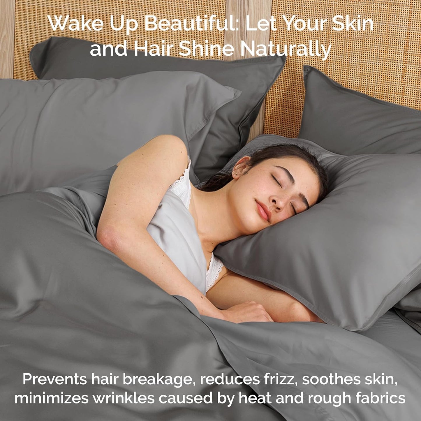 100% Viscose from Bamboo Sheets Full Size, Super Soft Bedding Set, 4PC Cooling Sheets for Hot Sleepers, Vegan Silk Moisture Wicking, Organically Grown Bedsheet, Steel - 54" x 75"