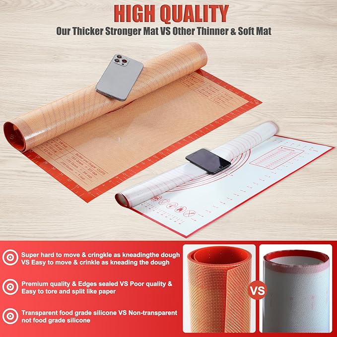 Silicone Pastry Mat 36x24 Inch Extra Large Baking Mat, Nonstick Kitchen Counter Kneading Board, Perfect for Dough, Pastry, Dough Rolling, Fondant, Pie Crust, Fondant, Cookies, Bread, Pasta, Pizza