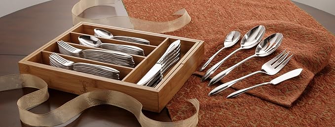 Lenox Sculpt 65-Piece Flatware Set, Metallic