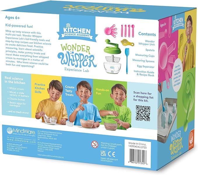 MindWare Kitchen Science Academy Wonder Whipper - Fun and Educational Cooking Set for Kids Ages 6 & Up - Crank Mixer and Kid-Friendly Kitchen Tools - Hands-On Learning Experience