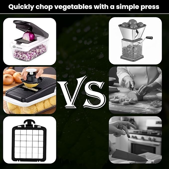 Compact Premium Vegetable Chopper, Mandoline Slicer, Veggie Chopper Food Chopper Container, Vegetable Cutter, Onion Salad Vegetable Chopper, Fruit Slicer, Shredding (Black & White)