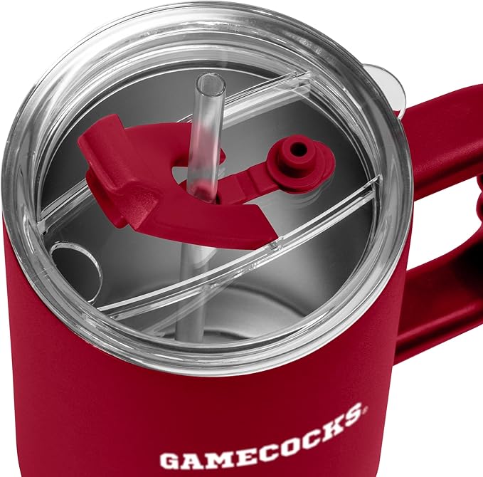 Logo Brands NCAA 40 oz Tumbler with Handle -Stainless Steel Insulated Travel Tumbler with Straw Lid – Powder Coated, Leak-Resistant, Keeps Drinks Hot/Cold – Great for Tailgating, or Everyday Use