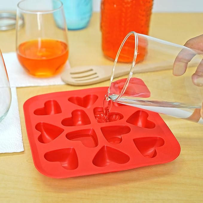 Fairly Odd Novelties Heart Shaped Tray Fun Whimsical Novelty Ice Cube Molds - Perfect for Valentines Day or Weddings, One Size, Red