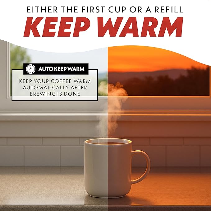 Gourmia Coffee Maker – 5 Cup, One-Touch Brew, Pause & Serve, Automatic Keep Warm, Stainless Steel Accents, Black