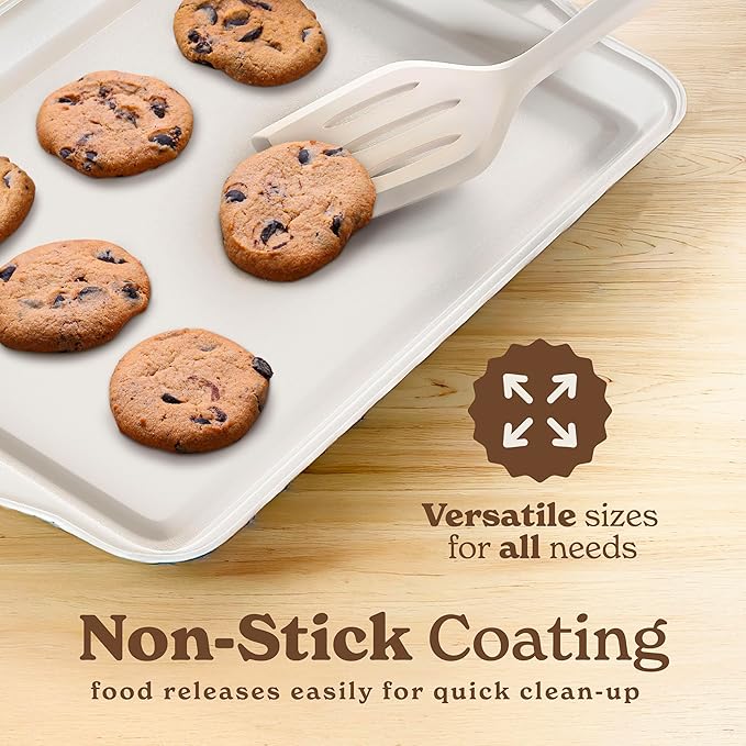 Country Kitchen Nonstick Stackable Bakeware Set - Durable, Easy Release Baking Set, Cream, 14 Pcs