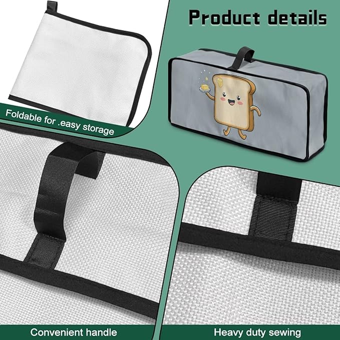 Slim Toaster 2 Slice Compact Thin Cover for 2 Slice Slim Toaster Funny Bread Pattern Easy to Fold and Carry Water-Resistant Dust Covers for Kitchen Appliances
