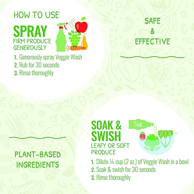Veggie Wash Fruit & Vegetable Wash, Produce Wash and Cleaner, 16-Fluid Ounce, Pack of 2, Packaging May Vary