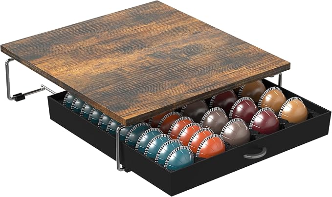 DecoBrothers Supreme Vertuoline Drawer, Holds with 30 Big or 60 Small Vertuoline Pods, Rustic Brown