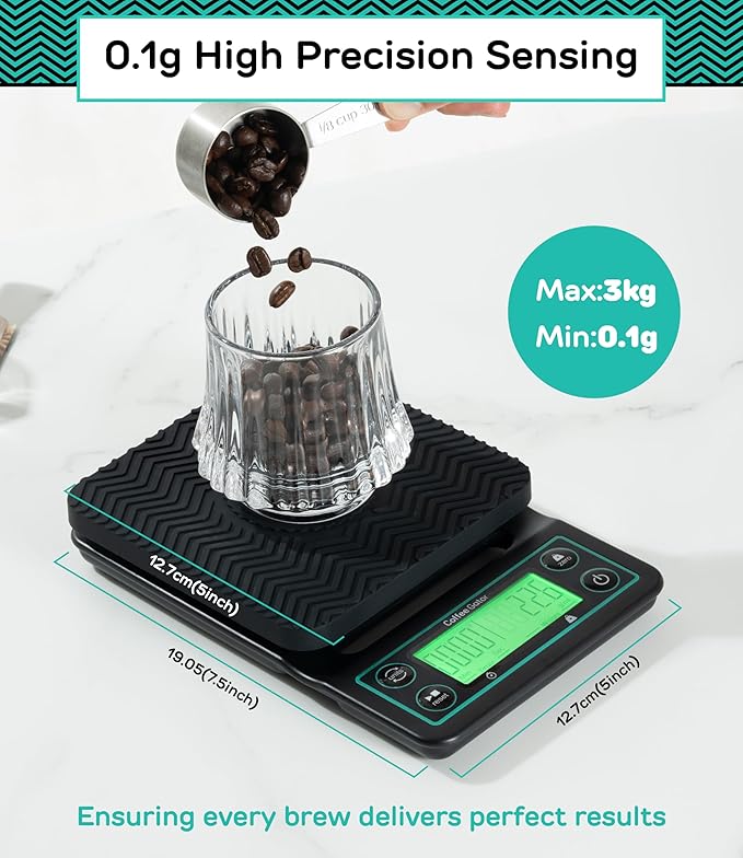 Coffee Gator French Press 34oz Gray and Coffee Scale 0.1 Precision with Timer