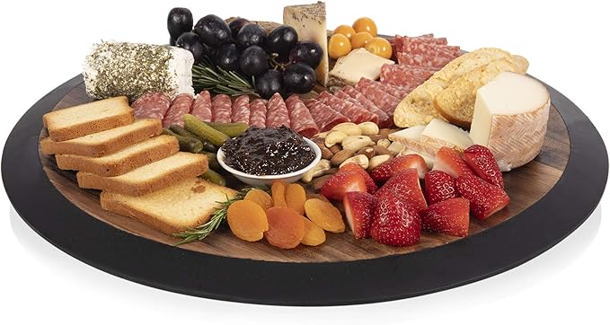 PICNIC TIME NFL Unisex NFL Lazy Susan Serving Tray, Wooden Turntable Round Charcuterie Board, Cheese Serving Platter
