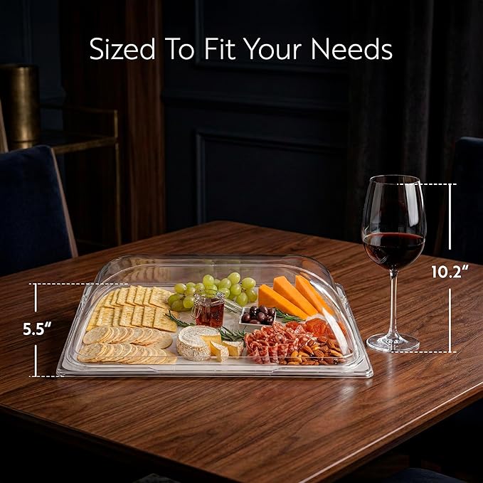 Restaurantware Cater Tek 21 Inch Polycarbonate Plate Covers 10 Shatterproof Dish Covers - Dishwashable For 21 Inch Plates Clear Plastic Tray Covers Flap Handle Design Endures Up To 210F