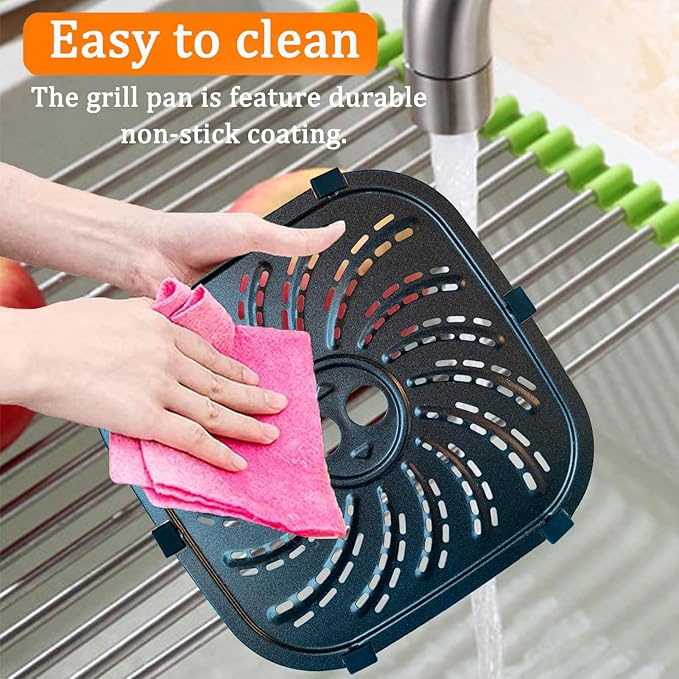 8QT Air Fryer Replacement Parts Tray for PowerXL Vortex Pro Air Fryer Plus, Upgraded Double Layer Non-stick Coating Grill Pan Crisper Plate Grate Grid for 8QT PowerXL, Dishwasher Safe