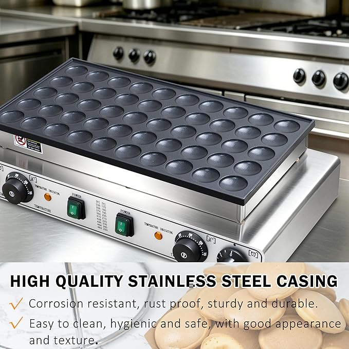 Mini Pancake Maker 50pcs Dutch Pancake Maker 1900W Mini Pancakes Maker Machine Commercial Electric Dutch Pancakes Maker, Non-stick hotcakes Maker for Restaurant