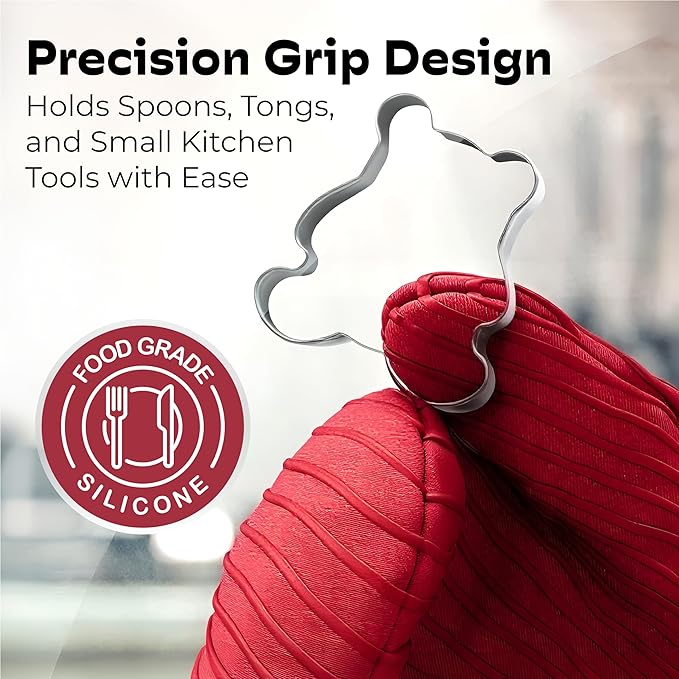 Big Red House - Silicone Mini Oven Mitts - Red Set of 2 - Heat Resistant to 536 F / 280 C Kitchen Gloves Professional Grade Pot Holders for Cooking Baking