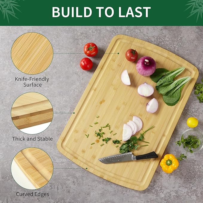 GAOMON Extra Large Bamboo Cutting Board for Kitchen, 30 x 20 Inch Wooden Chopping Board, Stove Top Cover Wood Butcher Block with Juice Groove for Meat Turkey Carving Charcuteries, 0.8" Th