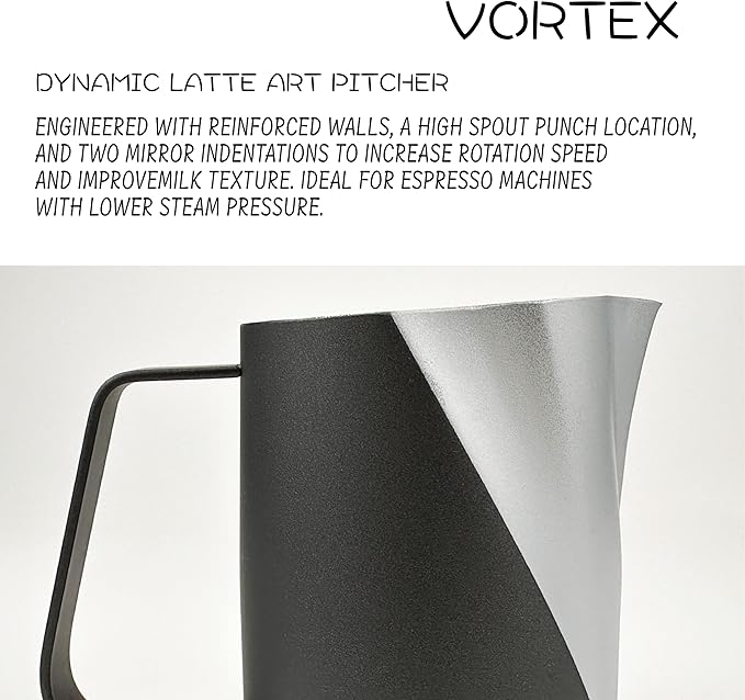 Barista Swag Curved Body Coffee Milk Frothing Cup for Espresso Machines Latte Art 500ml Steaming Pitchers (Matte Gray-Black)