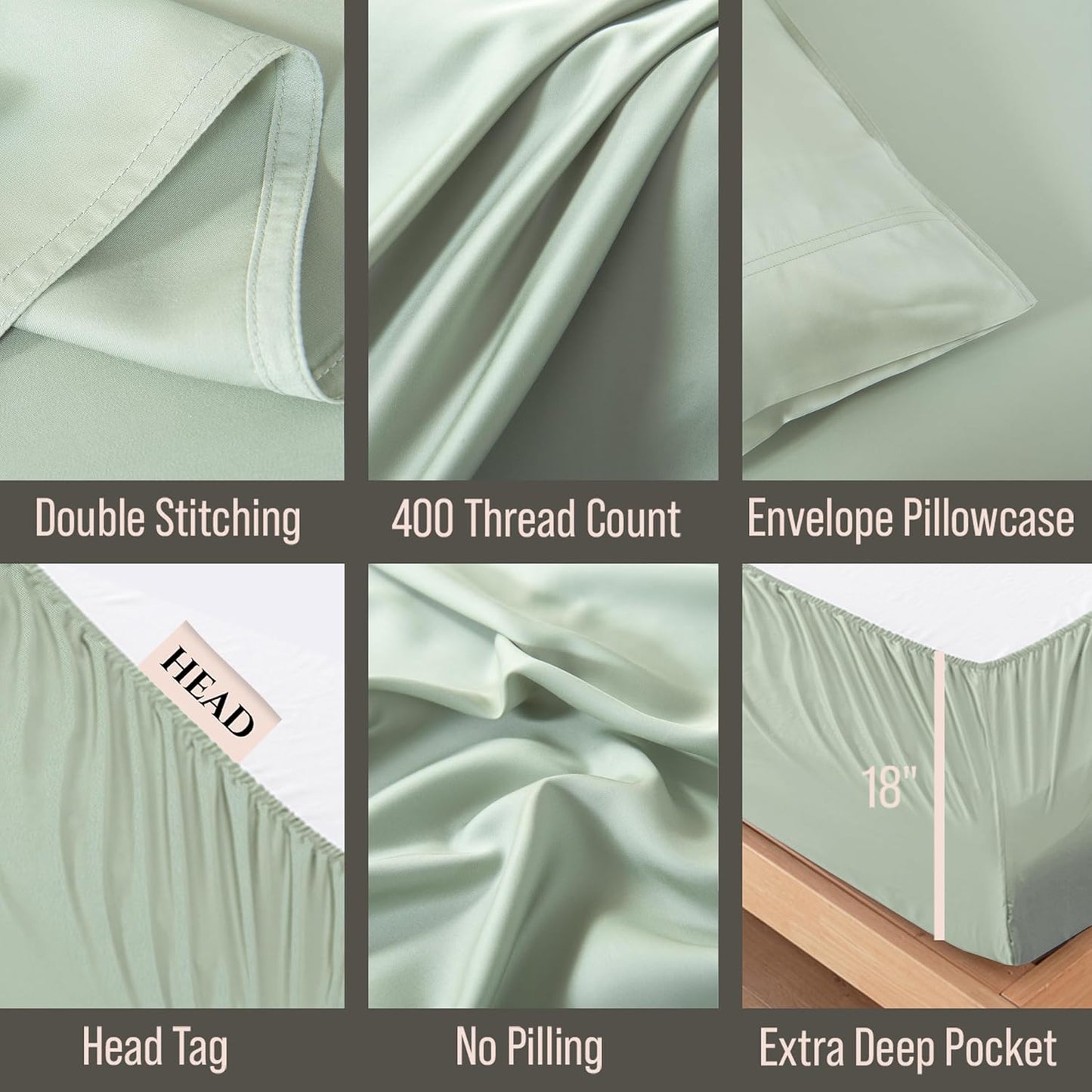 Bella Coterie Luxury Bamboo Viscose Split Top King Size Sheet Set | 100% Organically Grown | Ultra Soft | 34" Split | Cooling for Hot Sleepers | 18" Deep Pocket [Sea Glass]