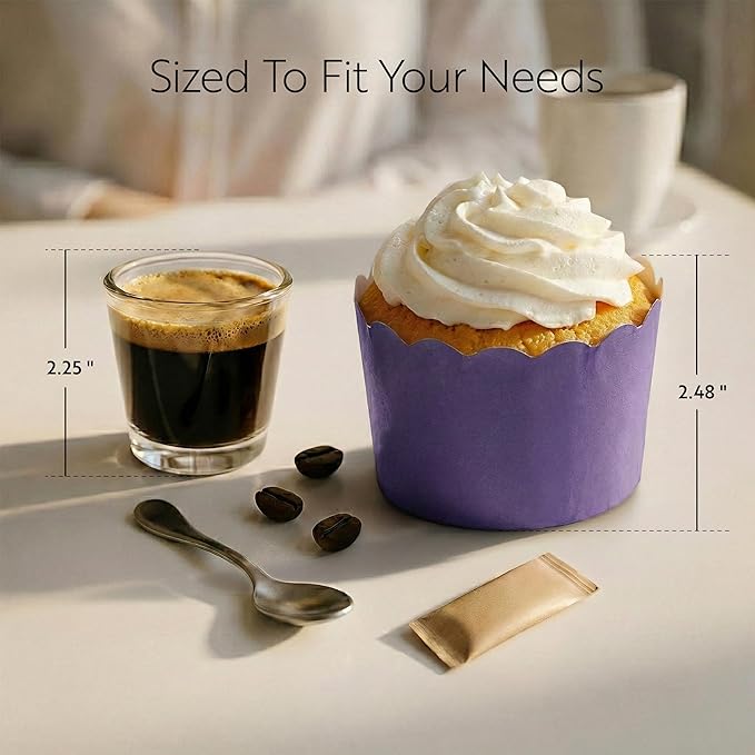 Restaurantware Baking Cups 200 Pack of 10 oz Paper Cupcake Liners Greaseproof Scalloped Oven-Safe Elegant Dessert Muffin Cups Disposable for Parties