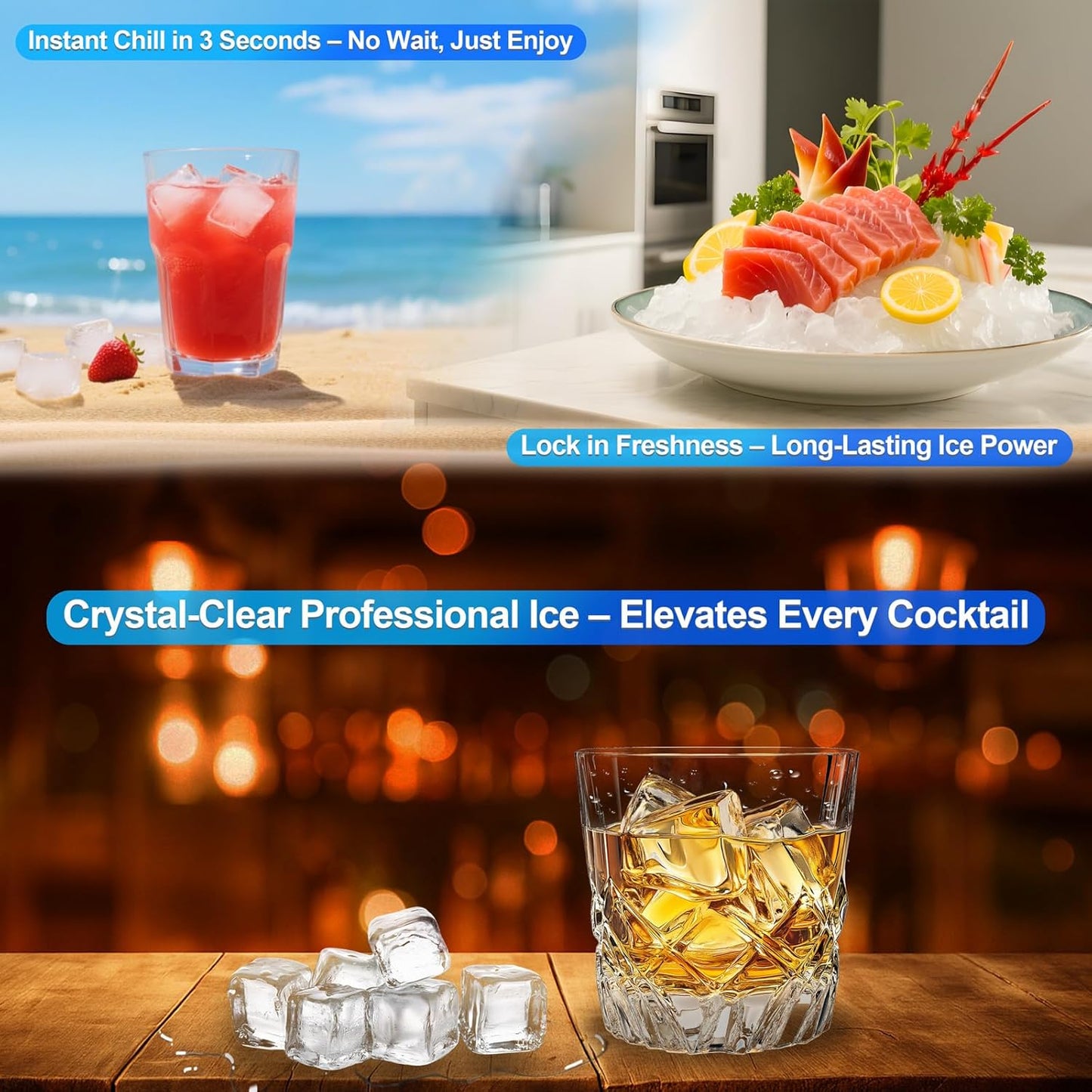 Nugget Ice Makers Countertop Soft Chewable Pellet Ice Machine with Auto-Cleaning Function, Ice/Water/Ice-Water Mix Mode, 62Lbs/24H Portable Countertop Ice Makers for Home Party RV Camping