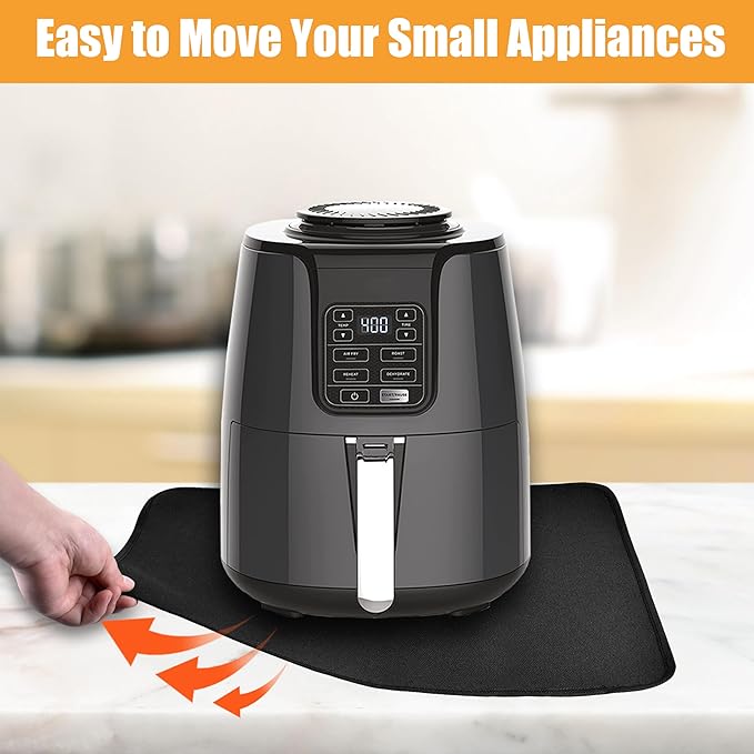 Heat Resistant Mat for Air Fryer, Deep Fryer, Oven, 12x14in Black Hot Pads for Kitchen Counter Heat Protector, Under Coffee Maker Mats for Quartz Countertop Protector